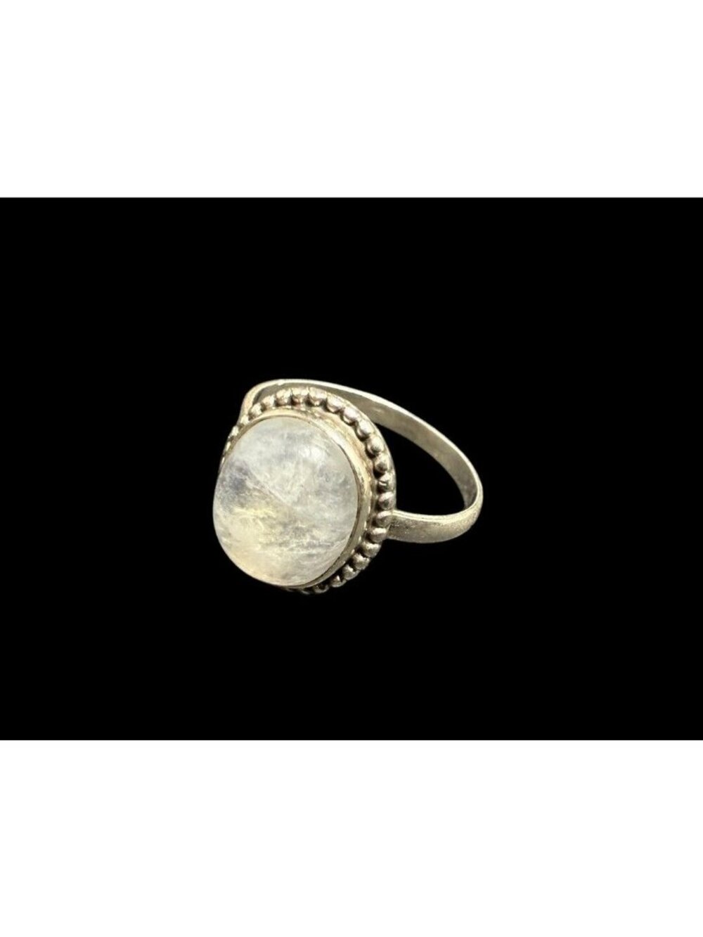 Vintage Sterling Silver Moonstone Ring Simple Band Size 6